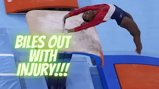 Simone Biles out of Gymnastics team finals with leg injury | Olympic champion Simone Biles Out Vault