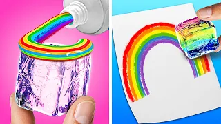 BROKE VS RICH SCHOOL ART CHALLENGE 🎨🌈 Painting Tricks And Art Hacks by 123 GO Like!