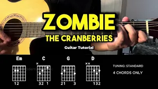 Zombie - The Cranberries | Easy Guitar Chords Tutorial For Beginners (CHORDS & LYRICS)