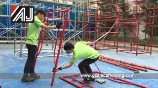 Assembly of frame scaffolding