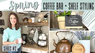 SPRING COFFEE BAR DECORATE WITH ME | SHELF STYLING TIPS | SPRING 2022 DECORATING IDEAS