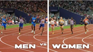 Men's vs Women's 100m Final | Side by Side Comparison (European Championships Munich 2022)