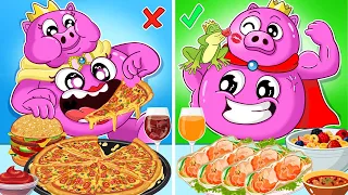 Healthy Food Vs Junk Food | Chef Pigsster Mukbang ASMR: Pizza | Garten Of Banban 3 Cartoon Animation