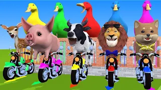 5 giant duck cartoon cow, lion, piglet, dog, pangolin paint animals choose the right mystery door