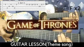 GAME OF THRONES THEME  | BEGINNER GUITAR LESSON[TABS & CHORDS]