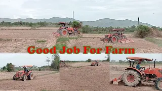 How To Grow Rice From Cambodai | Planting Rice! - tractor leveling field and burying rice