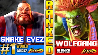 SF6 Zangief (Snake Eyez Vs Wolfgang) Blanka + Rankeds ▰ High Level