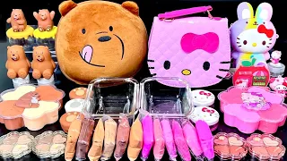 [ASMR]Mixing "Webarebears vs HelloKitty" Eyeshadow,Glitters Into Clear Slime satisfying 베어베얼&키티(397)