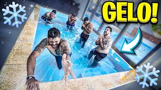 DESAFIO IMPOSSÍVEL DA PISCINA CONGELADA ❄️ !! * quem sair por último ganha 300 reais * 💰