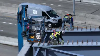 Gordie Howe International bridges Construction Site 4k. A look at the workers of the gordie  project