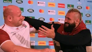 Dan Cole and Joe Marler share emotional hug ahead of England's World Cup final against South Africa