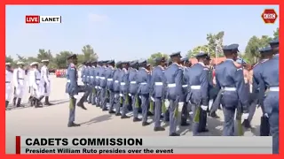 Cadets passing-out parade match past the President's dais in quick match