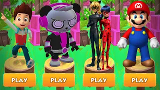 Tag with Spy Robo Combo Panda vs PAW Patrol Ryder Runner vs Super Mario Run vs Miraculous Lady Bug