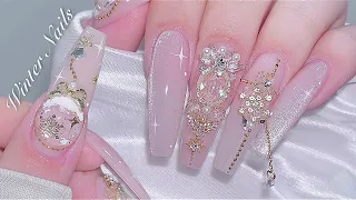 sub) Glass Magnetic Nails💗✨Winter ornament art!❄️/🇰🇷Korean Nails / Nail art / Self-nails / ASMR