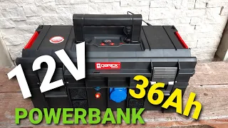 Powerbank 12V 36Ah na rodzinne karpiowe zasiadki.