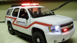 Paul's custom LIFEGUARD EMERGENCY MEDICAL SERVICES Tahoe w/ working lights