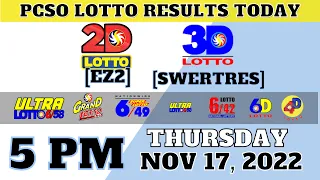 PCSO LOTTO RESULTS TODAY! November 17, 2022 @ 5PM| 2D [EZ2] and 3D [SWERTRES]