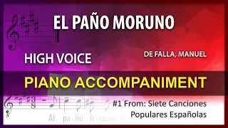 SIETE CANCIONES: #1 El paño moruno / Karaoke / De Falla / High voice