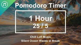 1 Hour - 25/5 Pomodoro Timer | Study, Focus, Task Management | Lofi Study Music &  No Sound at Break