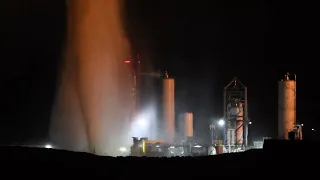 Raptor Vacuum Engine Test w/ water deluge - March 9, 2022