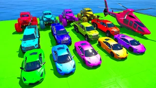 Stunt Race For Car Racing Challenge by Colourfull Super Car, Helicopter and Monster truck #28
