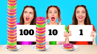 100 LAYERS FOOD CHALLENGE || Giant VS Tiny Food For 24 Hours by 123 Go! FOOD