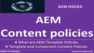 AEM Beginner #12 | AEM Content Policies
