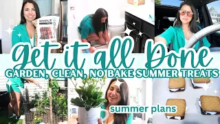 BUSY MOM OF 4 GET IT ALL DONE | MOM LIFE CLEAN WITH ME | GARDEN, WORKOUT + NO BAKE DESSERT
