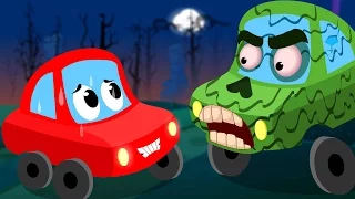 Little Red Car Rhymes - You Cant Run Its Halloween Night | Scary Car Rhymes