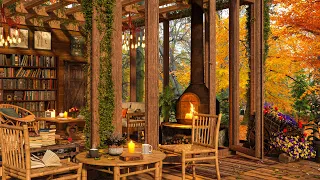 Cozy Vintage Backyard 🍂 Soothing Garden at Cafe Shop Bookstore - Jazz Muisc For Relaxing October