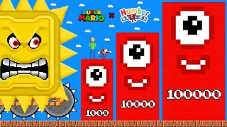 Mario Build 100.000 Numberblocks vs the Giant Mega Thwomp Gold Calamity | Game Animation