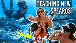 Spearfishing Hawaii TEACHING NEW DIVERS (Catch and Cook)