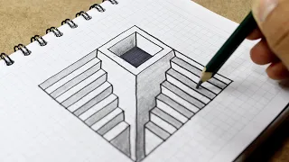 ✅ 3D Drawings ⭐ How to Draw Stairs and 3D Hole for Beginners - Easy Art