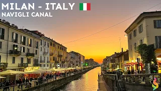 [4K HDR] Sunset walk down Navigli Canal, Milan
