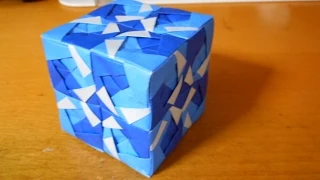 薗部式ユニット折り紙　立方体　48パーツ blue ver. 【Modular origami】