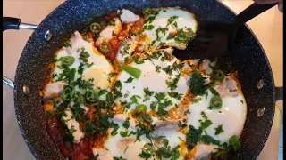 Egg, Tomato and salmon Shakshuka Breakfast recipe