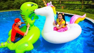 Ellie's Last to Leave the Pool Float Wins - DIY Summer Camp #withme