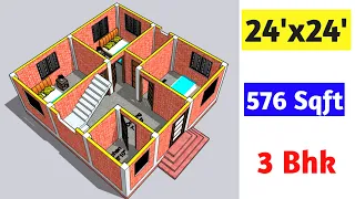 24x24 house plans || 24x24 ghar ka naksha || 24x24 house design || 576 sqft