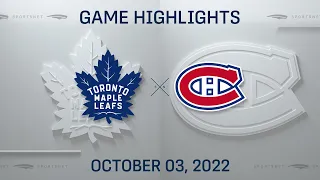 NHL Preseason Highlights | Maple Leafs vs. Canadiens - October 3, 2022