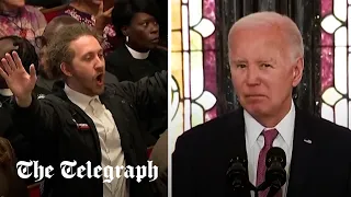 Moment Joe Biden heckled by pro-Palestine protesters during speech