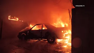 Firefighters Battle Garage Fire | Los Angeles