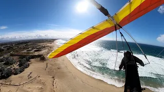 Flying a topless hang glider at Marina Beach