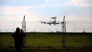 Arrival of E-3A AWACS with touch and go, NATO Days 2011, LKMT