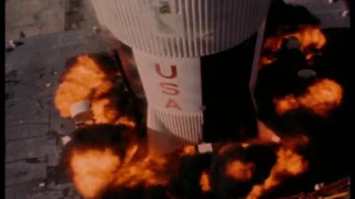 1969 Apollo 11 Saturn V launch in slow motion, Pad Camera 4 (looking down near bottom)