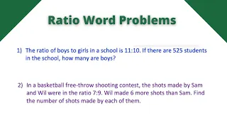 Ratio Word Problems - Algebra 1