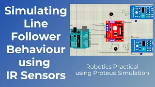 Adding sensors and develop line follower behaviour to a robot | Proteus Simulation