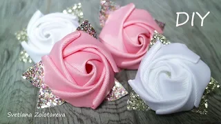 Simple rose ribbon elastic Hair Brooch hair Clip