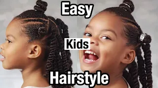 easy kids natural hairstyles for girls| bantu knot style