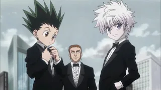 Gon and Killua arrive at the auction hall