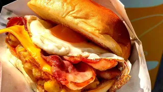 Bacon egg corn cheese burger(bun) - Korean street food